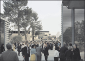 View of the renewed Israel Museum, looking up Carter Promenade from the new entry pavilions, with Anish Kapoor�s Turning the World Upside Down, Jerusalem 2010, visible in the distance. Photo: Timothy Hursley. Image courtesy of the Israel Museum, Jerusalem