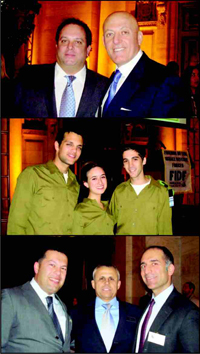 Top: (from left) Andrew Heiberger, Honoree; Ofer Yardeni, Chairman of the FIDF Real Estate Division. Center: Soldiers of the IDF. Bottom: (from left) Danny Hakimian; FIDF National Director, Maj.Gen.(Res.), Yitzhak (Jerry) Gershon; Michael Livian.