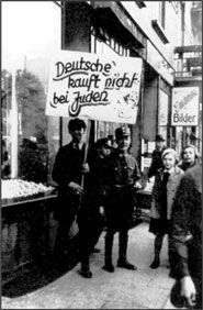 Nazi boycott of a Jewish store in Berlin during the 1930�s