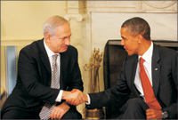 US President, Barack Obama (left), and Israeli Prime Minister, Benjamin Netanyahu, during the Middle East Summit. 
                Photo: Amos Ben Gershom/GPO for Israel Sun 