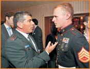 Lt. Gen. Ashkenazi, with US Marine, Sgt. Todd Bowers, who returned from Afghanistan and donated $1,000 in memory of Liran Banai. <br />
Photos by Gloria Starr Kins, Shahar Azran & The FIDF