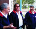 Yoni Yagodovsky, Dir. of MDA's Inte'l Department (left), with MDA Sderot Medic Yossi Cohen (center) and Yehuda Shushan, Dir. of MDA's Negev Region. Photo courtesy MDA. 