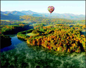 View of Asheville's breathtaking fall foliage beautiful scenery taken from a hot air balloon ride. Photo Courtesy of the Asheville Convention and Visitors Bureau