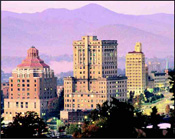 The mountains showcase Asheville's skyline. Photo Courtesy of the Asheville Convention and Visitors Bureau