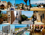 (From left) Top: Entrance to Old Jaffa; Center square of Old Jaffa; View of Tel Aviv and its beach from the archeological excavations hill in Old Jaffa; Center: Streets and alleys with art galleries and artists� residences in Old Jaffa; Bottom: The Dan Panorama Tel Aviv Hotel; The Tel Aviv beach promenade view to north. At left is the former Dolphinarium discotheque, where 21 Israeli youth were killed by Arab terrorist on June 1st, 2001; At right is Hassan Beck Mosque, from which Arab snipers killed many Israelis on the streets of neighboring Tel Aviv in 1948; The Meatos Kosher Gourmet Grill-Bar, Tel Aviv. Photos: Kanan Abramson