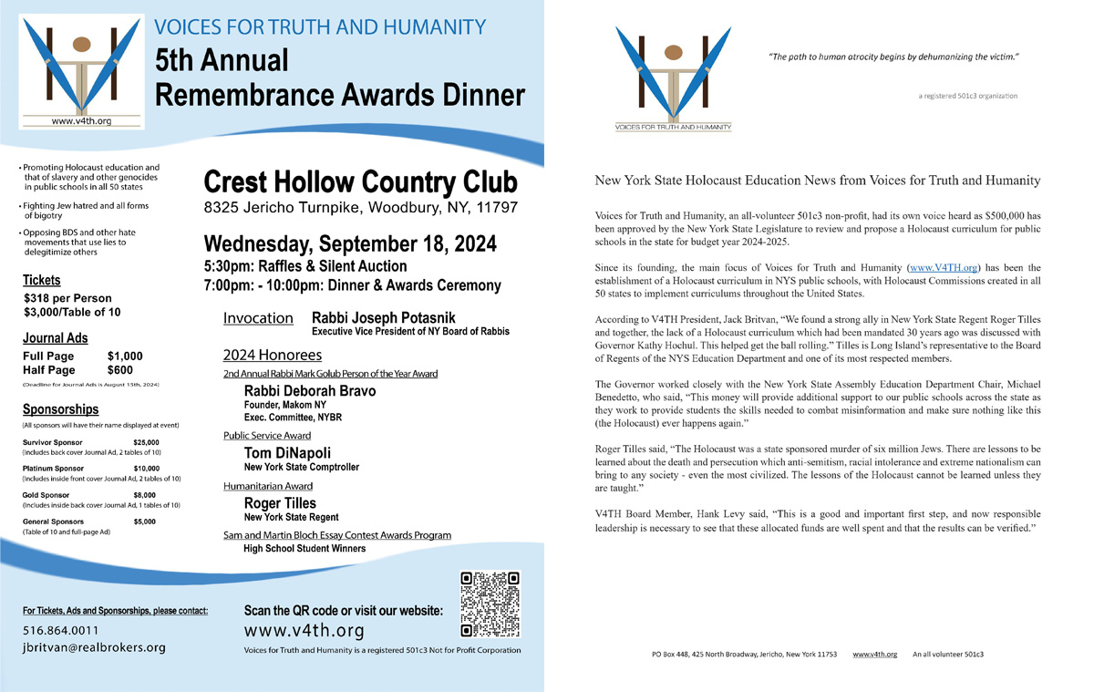 $500,000 for New York State Holocaust Curriculum