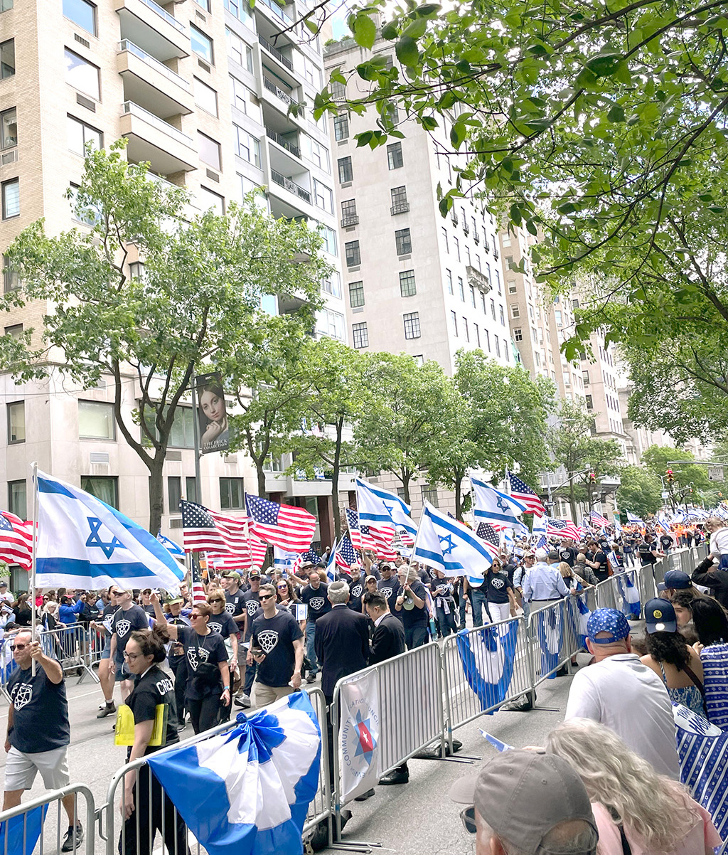 Endless groups of marchers supporting Israel