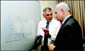 Israeli Prime Minister, Benjamin Netanyahu (right), met with Nobel Prize winner, Prof. Shechtman, to congratulate him. Photo: Amos Ben Gershom/GPO for Israel Sun.