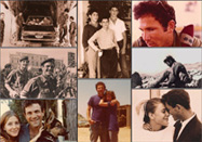 Clockwise from top left: Israeli soldiers returning from Entebbe raid, July 4th, 1976. Photo courtesy of Ministry of Defense Archive. (from left) Bibi, Iddo and Yoni Netanyahu. Photo courtesy of Netanyahu Family. Yoni's last photo, shortly before the Entebbe raid, 1976. Photo courtesy of Netanyahu Family. Yoni pauses during the battle on Mt. Hermon, Yom Kippur War, October 1973. Photo courtesy of Netanyahu Family. Tutti and Yoni 's wedding, August 1967. Photo courtesy of Tirza Goodman. Yoni with girlfriend Bruria, 1975. Photo courtesy Bruria Shaked-Okon. Tutti, Yoni and their dog, Lara. Photo courtesy of Tirza Goodman. Company Commander, Yoni Netanyahu, at a march in Jerusalem. Photo courtesy of Netanyahu Family.