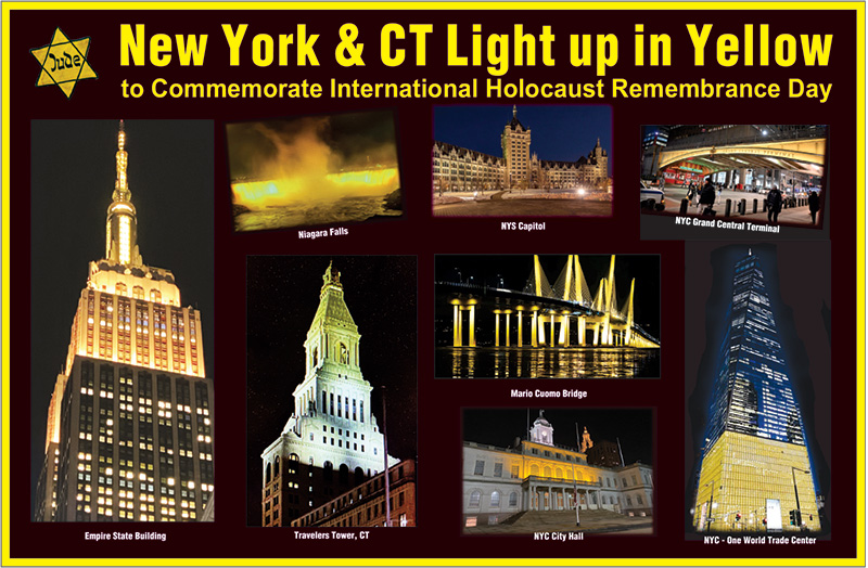 New York and CT Lights up in Yellow to Commemorate International Holocaust Remembrance Day