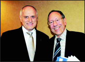 Malcolm Hoenlein  (left), Exec Vice Chair of Conference of Presidents & Irwin Cotler, Canadian Parliament member. Photo: Gloria Starr Kins