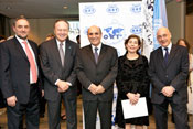 From left: Robert Singer; Mauricio Merikanskas, Chair., Board of Trustees of World ORT; MK, Gen. (Ret.) Shaul Mofaz, Israel; Ms. Christine Alfsen, UNESCO; and Dr. Jean de Gunzburg, Pres., World ORT.