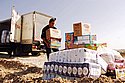 The Coordination and Communication Headquarters of the Gaza Strip coordinated the transfer of a truckload of food into the Gaza Strip that specifically for a hundred person family in the northern Gaza Strip. The truck was unloaded on Israeli territory and the transport was carried out by IDF forces who unloaded the food near the family's residence. Photo: Neil Cohen/IDF Spokesman/Israel Sun