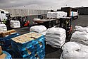 Humanitarian aid was transferred to the Gaza Strip through the Kerem Shalom border crossing.  The humanitarian aid transfer included 63 trucks carrying food and medical supplies, on top of which 10 ambulances were transferred. Photo: IDF Spokesman/Israel Sun