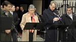 Italy�s Consul Gen., Francesco M. Talo, Israel�s UN Amb., Gabriela Shalev, and Italy�s UN Amb., Giulio Terzi Di Sant�Agata, reading names of Italian Holocaust victims at the Italian Embassy in NYC. Photo: Vito Catalano