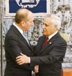 Israeli Prime Minister Ehud Olmert (left) and President Moshe Katzav